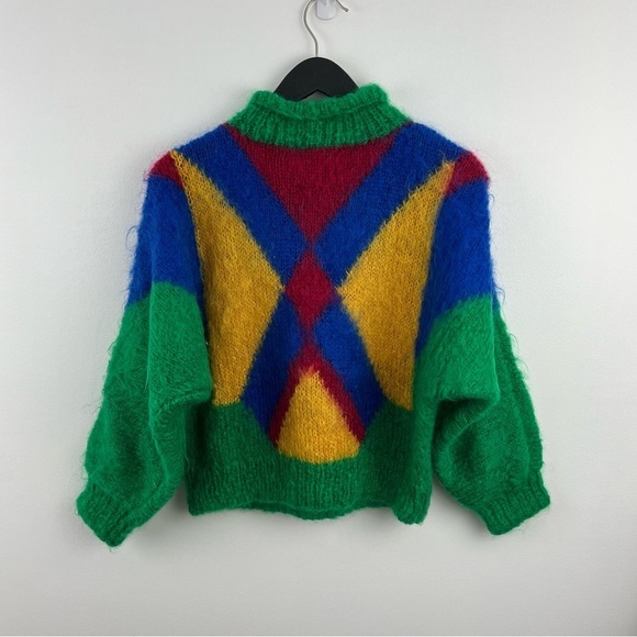 Handmade Colorful Geometric Sweater. Made in Scotland - Picture 9 of 11